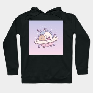 Kawaii cute anime chibi spaceship galaxy cat Hoodie